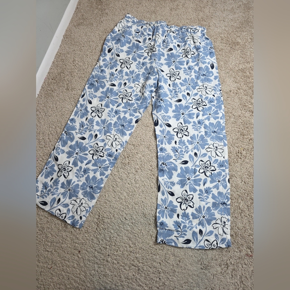 Charter Club Luxury 100% Linen Floral Print Womens Pants Sz XL - Picture 5 of 10